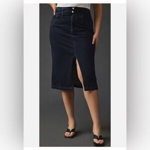 Pilcro Arden Double-Waist Midi Denim Skirt - size 10